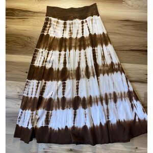 Tryst by Matthew Brown Tie Dye Maxi Skirt Cotton Ribbed Waist Boho Small